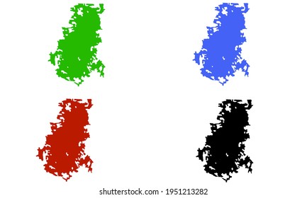 Silhouette of a map of the city of Lafayette in Louisiana in the United States on a white background