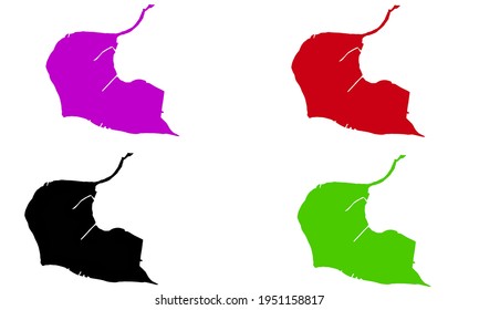 Silhouette of a map of the city of Morgan City in Louisiana, United States on a white background