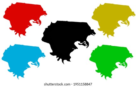 silhouette of a map of the city of Moss Bluff in Louisiana, United States on a white background