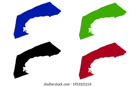 silhouette of a map of the city of Neskaupstadur in eastern Iceland on a white background