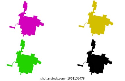 Silhouette of a map of the city of Winnfield in Louisiana, USA on a white background