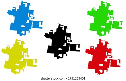 Silhouette of a map of the city of Youngsville in Louisiana, USA on a white background