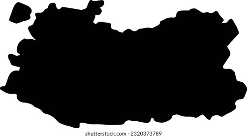 Silhouette map of Ciudad Real Spain with transparent background.