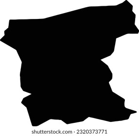 Silhouette map of Coleraine United Kingdom with transparent background.