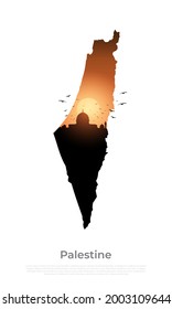 Silhouette map country Palestine. Vector illustration