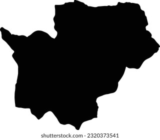 Silhouette map of Cuanza Sul Angola with transparent background.