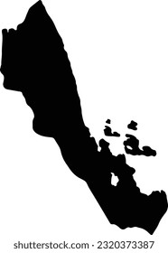 Silhouette map of Debub Eritrea with transparent background.