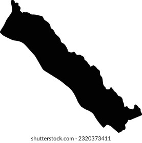 Silhouette map of Debubawi Keyih Bahri Eritrea with transparent background.