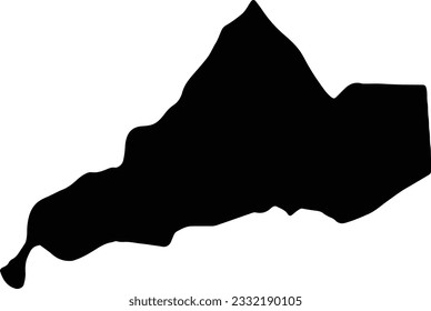 Silhouette map of Dedza Malawi with transparent background.