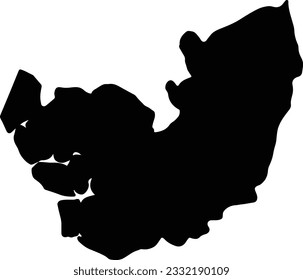 Silhouette map of Delta Nigeria with transparent background.