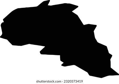 Silhouette map of Derry United Kingdom with transparent background.