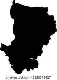 Silhouette map of Dhaka Bangladesh with transparent background.