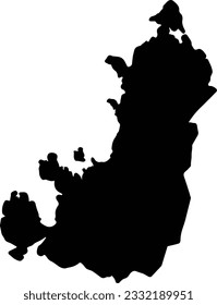 Silhouette map of Diana Madagascar with transparent background.