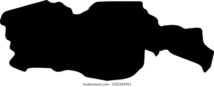 Silhouette map of Diourbel Senegal with transparent background.
