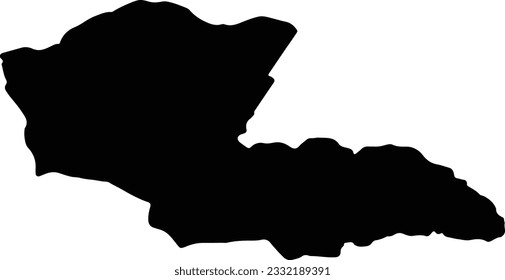 Silhouette map of Dornod Mongolia with transparent background.