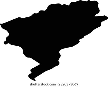 Silhouette map of Doubs France with transparent background.