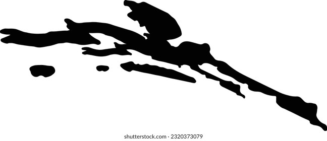 Silhouette map of Dubrovacko-Neretvanska Croatia with transparent background.