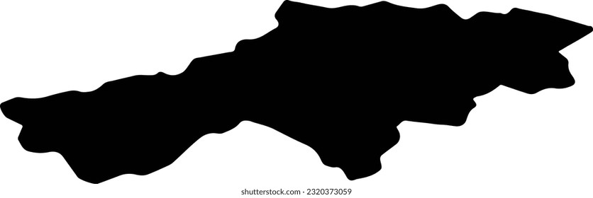 Silhouette map of Dungannon United Kingdom with transparent background.