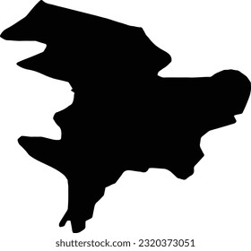 Silhouette map of East Ayrshire United Kingdom with transparent background.