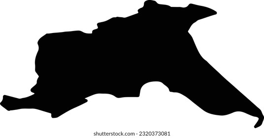 Silhouette map of East Riding of Yorkshire United Kingdom with transparent background.