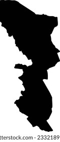 Silhouette map of Eastern Kenya with transparent background.