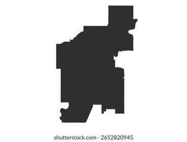 Mapa da silhueta de Edmonton, Canadá. Mostra o contorno geográfico da cidade ou região em cinza escuro. Destaca a sua forma territorial simples.