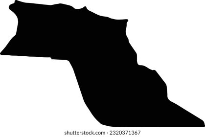 Silhouette map of El Oued Algeria with transparent background.