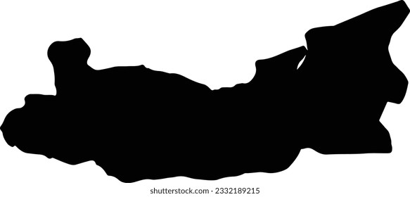 Silhouette map of Elazig Turkey with transparent background.