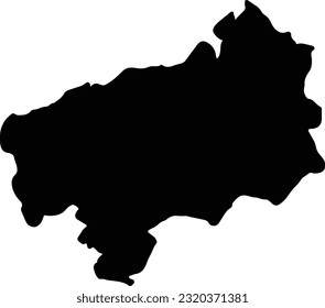 Silhouette map of Esmeraldas Ecuador with transparent background.