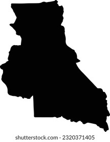 Silhouette map of Est Cameroon with transparent background.