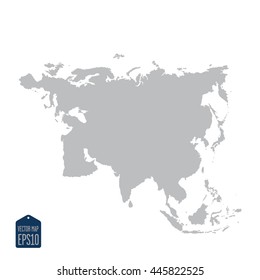 Silhouette of the map of the Eurasia continent. on a white background.