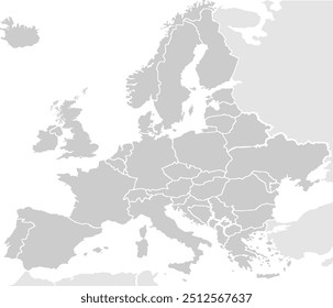 Mapa de la silueta de Europa con estados aislados en el fondo blanco alto detallado