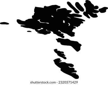 Silhouette map of Eysturoyar Faroe Islands with transparent background.