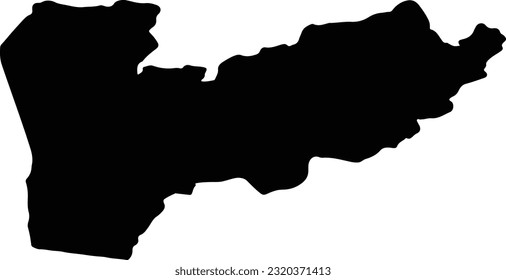 Silhouette map of Farah Afghanistan with transparent background.