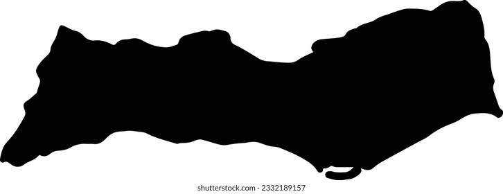 Silhouette map of Faro Portugal with transparent background.