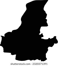 Silhouette map of Faryab Afghanistan with transparent background.
