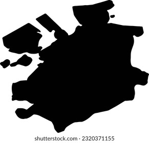 Silhouette map of Fribourg Switzerland with transparent background.