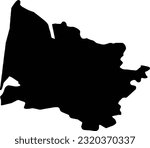 Silhouette map of Gironde France with transparent background.