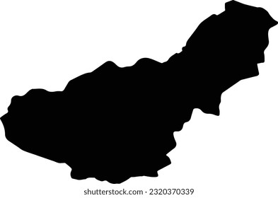 Silhouette map of Granada Spain with transparent background.