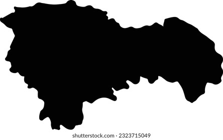 Silhouette map of Guadalajara Spain with transparent background.