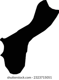 Silhouette map of Guam Guam with transparent background.