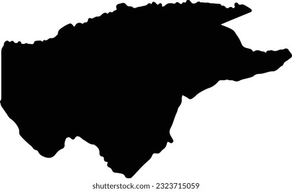 Silhouette map of Guaviare Colombia with transparent background.