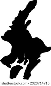 Silhouette map of Guayas Ecuador with transparent background.