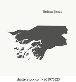 Silhouette map of Guinea-Bissau.