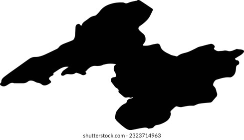 Silhouette map of Gwynedd United Kingdom with transparent background.