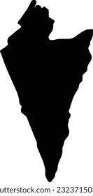 Silhouette map of HaDarom Israel with transparent background.