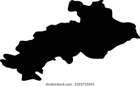 Silhouette map of Hautes-Alpes France with transparent background.