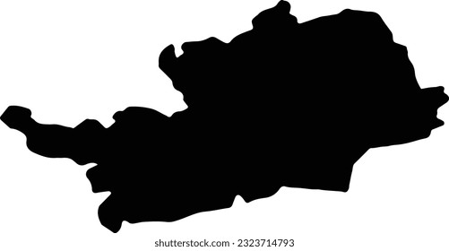 Silhouette map of Hertfordshire United Kingdom with transparent background.