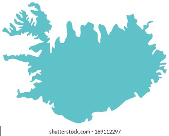 Silhouette map of the Iceland