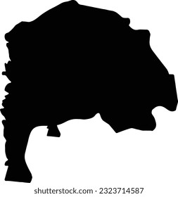 Silhouette map of Irbid Jordan with transparent background.